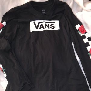 vans checkered rose black long sleeve